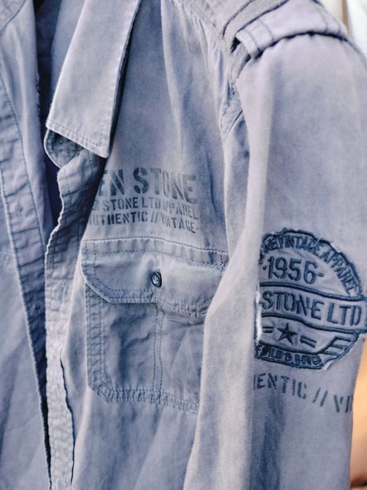 Cămașă bărbați Jean Pascale cu imprimeu vintage / military – Gri, Mărime L