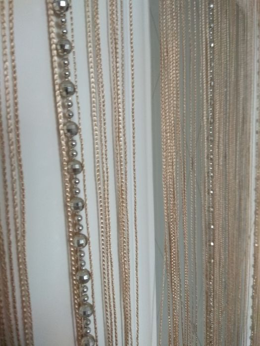 шторы золотистые дождик