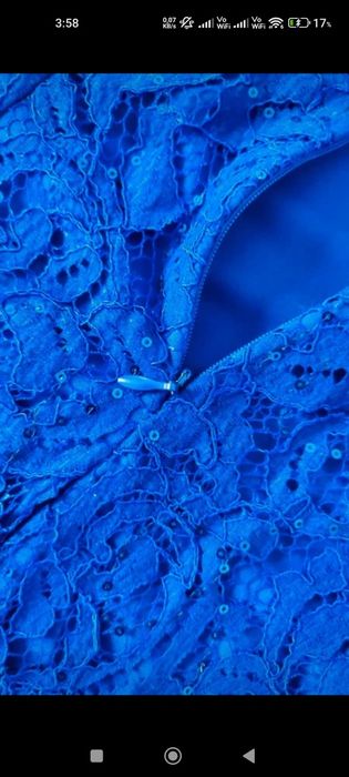 Rochie dantela elastica albastru regal M