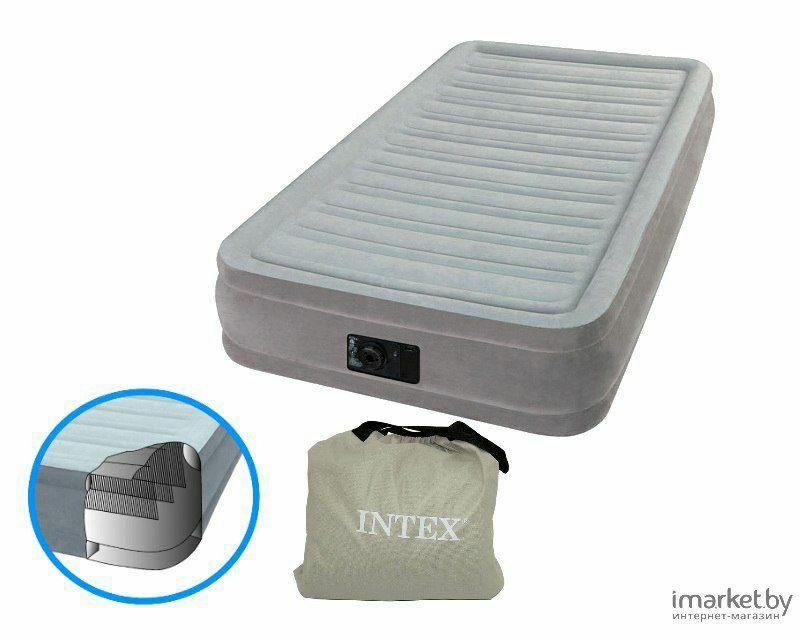 Кровать надувной-203х152х33 см. INTEX Самый лучший Доставка бесплатно