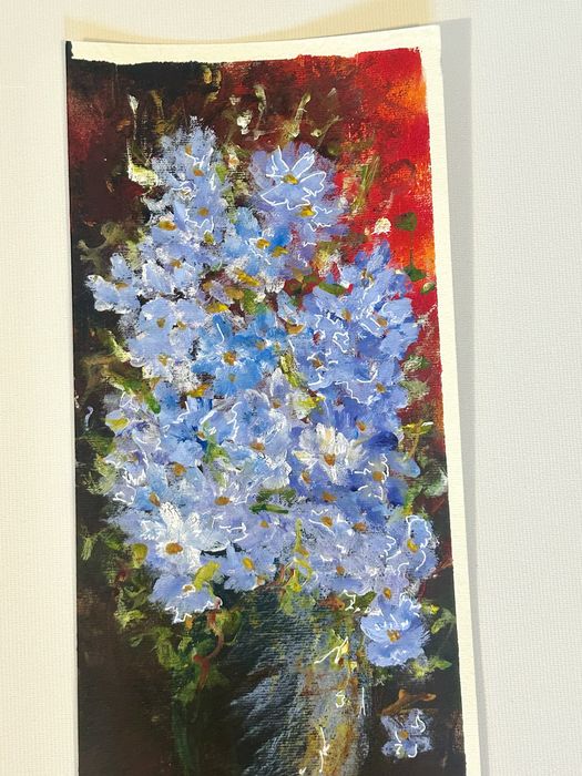“Violete in vaza “ tablou acrylic pe hartie