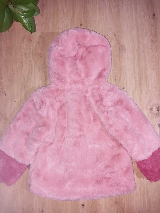 Детско розово палто - Ново с етикет + ПОДАРЪК нови ръкавички + шапка