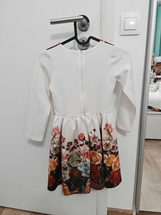 Комплект детско зимно палто и рокля с флорални мотиви 122 Доницета