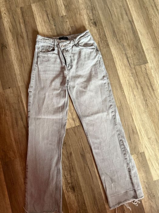 Дамски сиви дънки с кръстосана талия –прав модел - Зара , размер ХС