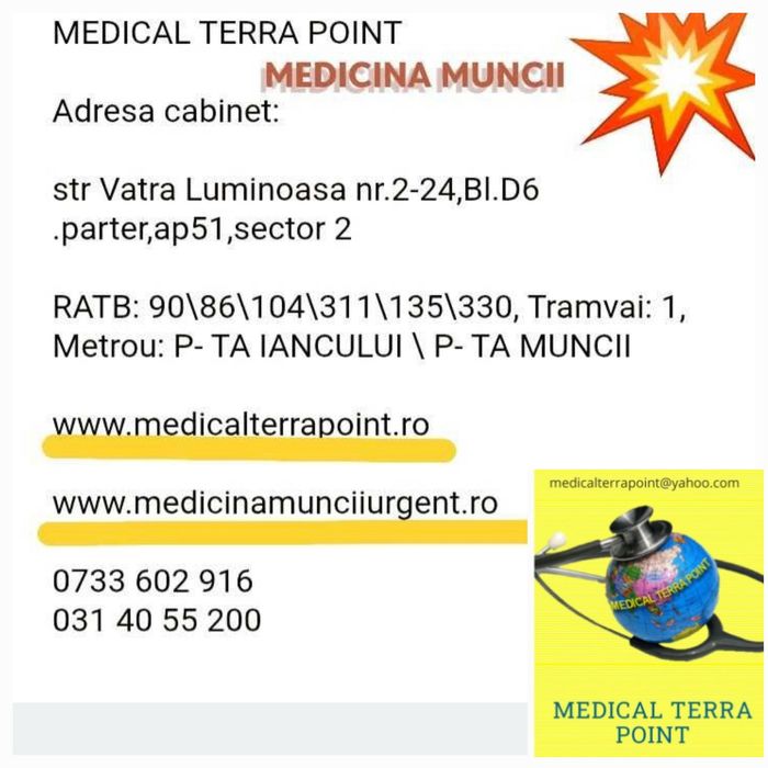 Medicina Muncii URGENT/Fisa aptitudini/Adeverinte/IGI/Prenuptiale