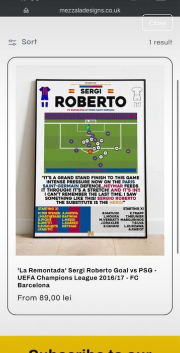 Tablou Barcelona - Sergi Roberto