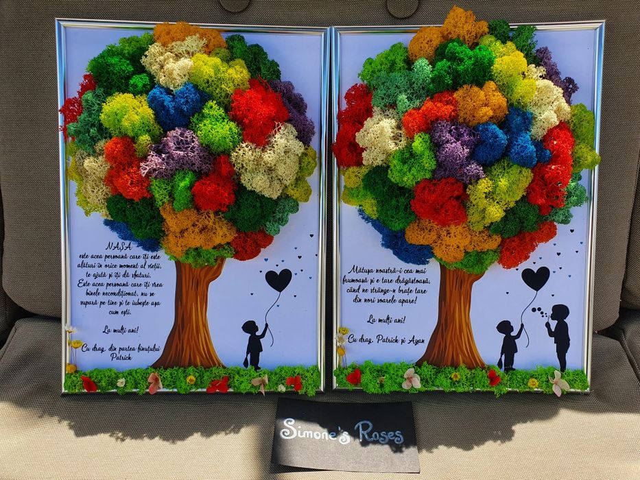 Cadouri -diverse modele tablouri cu licheni aniversare si decoratiuni