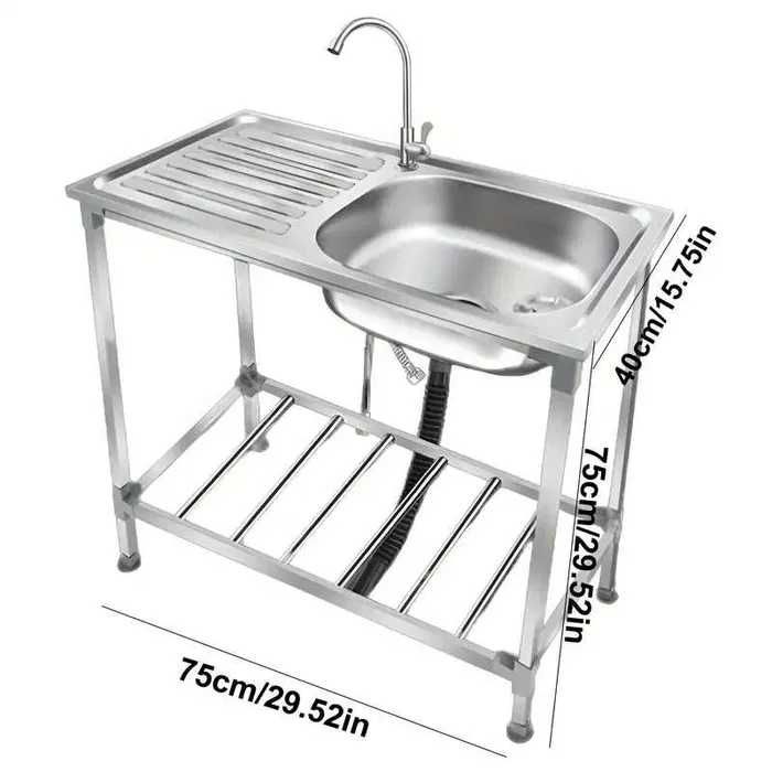 chiuveta inox  75x40cm completa cu  suport polita baterie noua