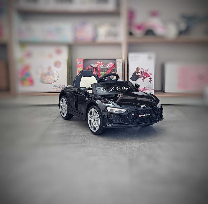 ТОП ЦЕНА!НОВО!Акумулаторна кола Audi R8 BLACK с 12V батерия,меки гуми