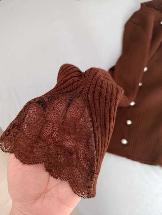 Дамска блуза шоколадово кафяво