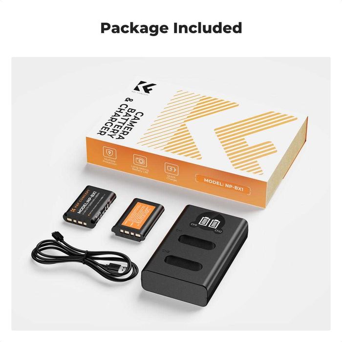 Комплект 2 батерии NP-BX1 + зарядно K&F Concept