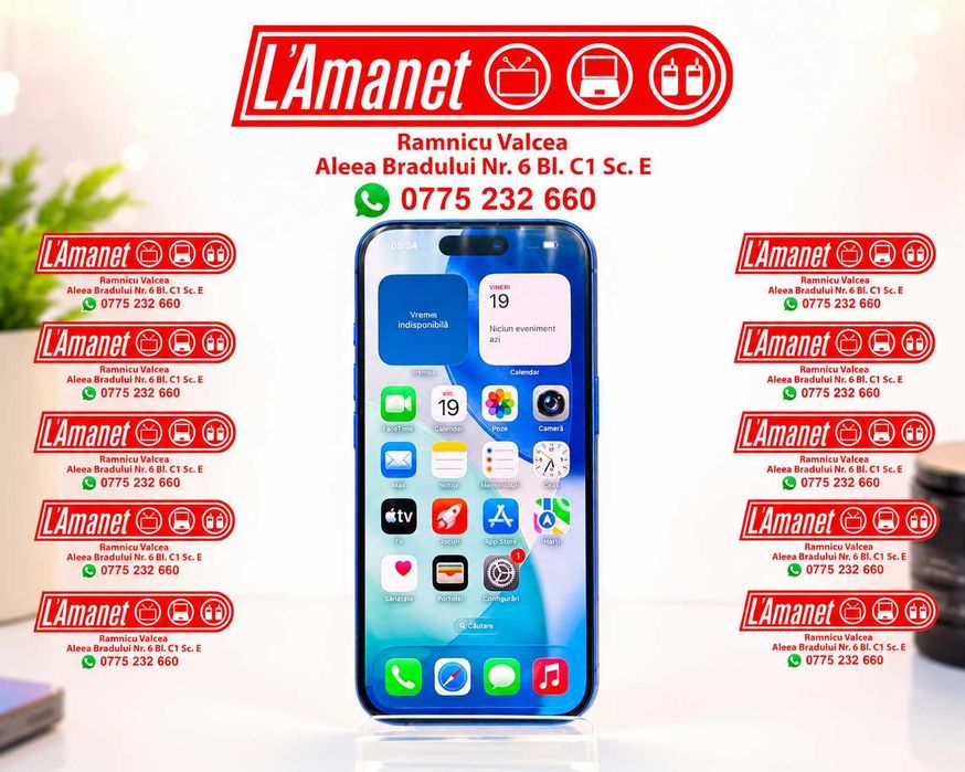 iPhone 16 Blue 128GB Neverlock FullBox Garantie Apple Bat 100% 58 Incarcari