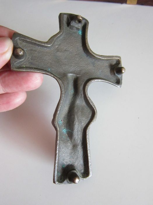 cadou rar Crucifix Cruce bronz masiv brutalist Egino Weinert