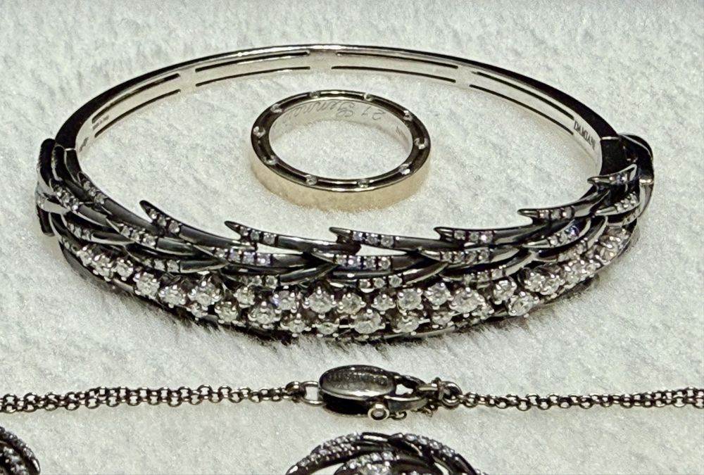 Set bijuterii DAMIANI original aur alb înegrit 18k cu diamante