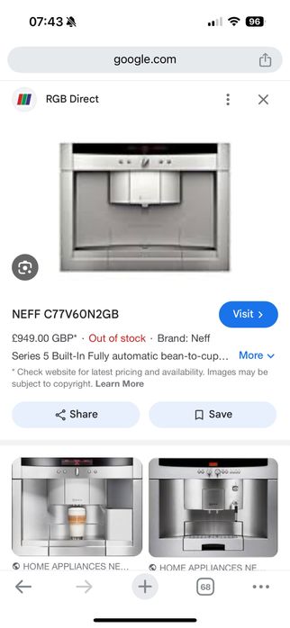 Espressor automat incastrabil NEFF C77 - Cappuccino, Latte Macchiato