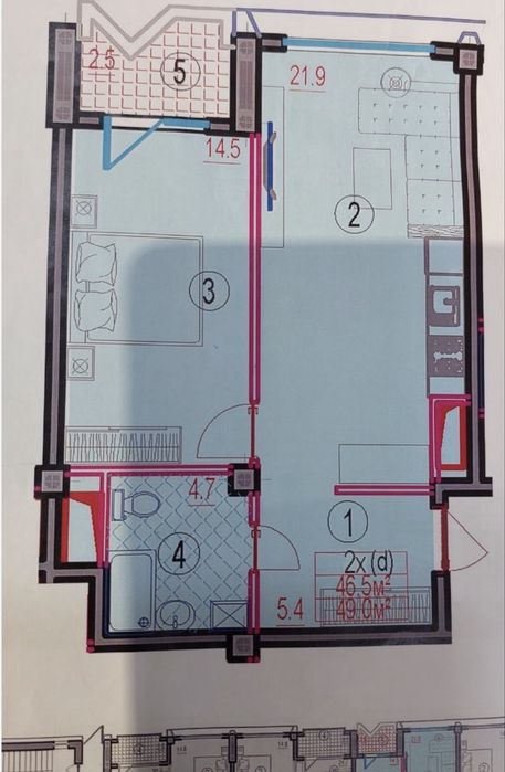 2к 49м² Bobur Residence Яккасарай 3 этаж 3.2м потолки