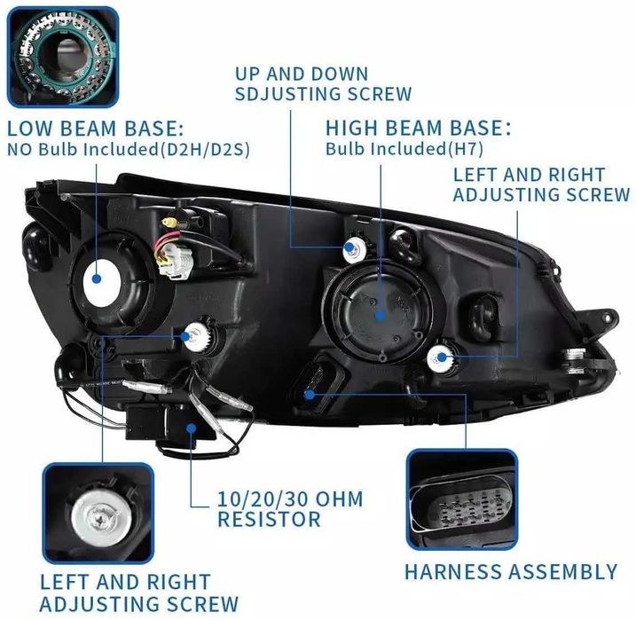 Комплект фарове с динамични мигачи за VW GOLF 7 2012 - 2017