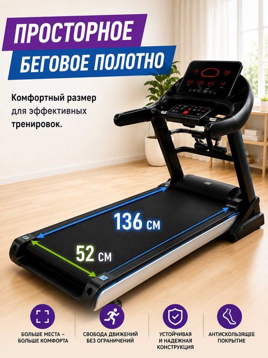 Беговая дорожка Ax 0601, 3.5 HP, до 150 кг, 1-20 км/ч