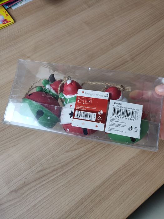 Ornament clopoțel clopot brad noi sigilate mos crăciun om zapada ren