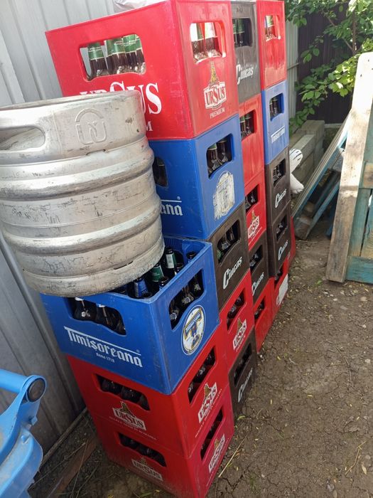 Navete bere cu sticle complete și un butoi inox 30l