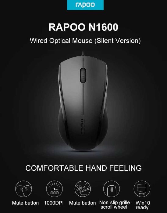 продам новый бесшумная проводная мышь Rapoo N1600 Silent