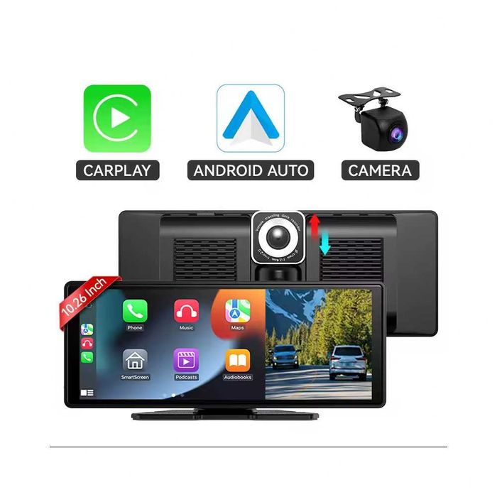10.26" Преносима Мултимедия 2в1 с Видеорегистратор CarPlay AndroidAuto