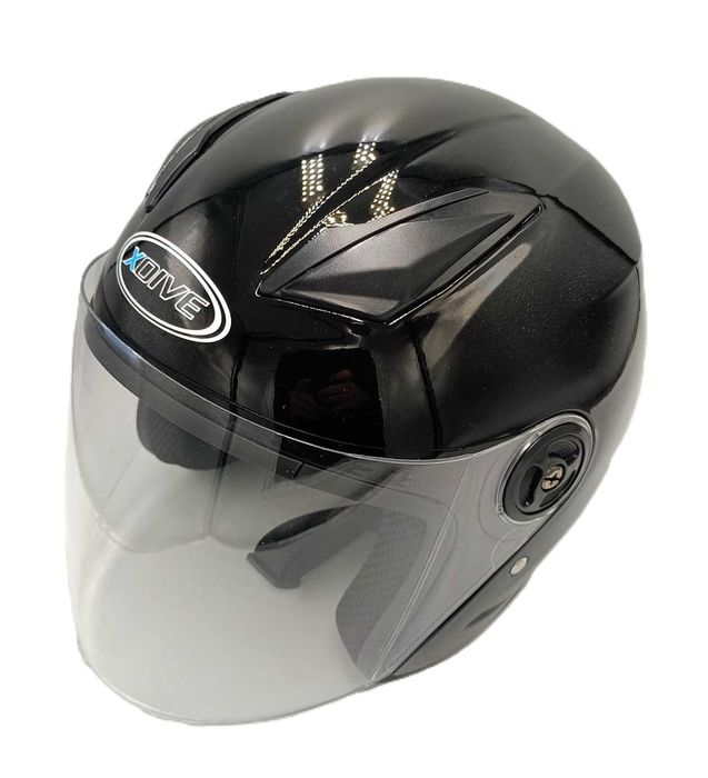 Отворена каска за скутер черен гланц 02021