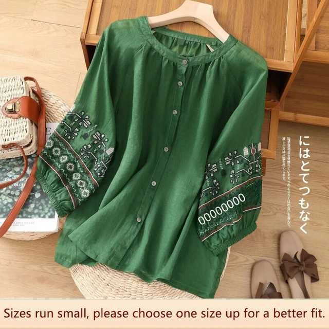 Дамска блуза лен с бродерия М/L 15 лв