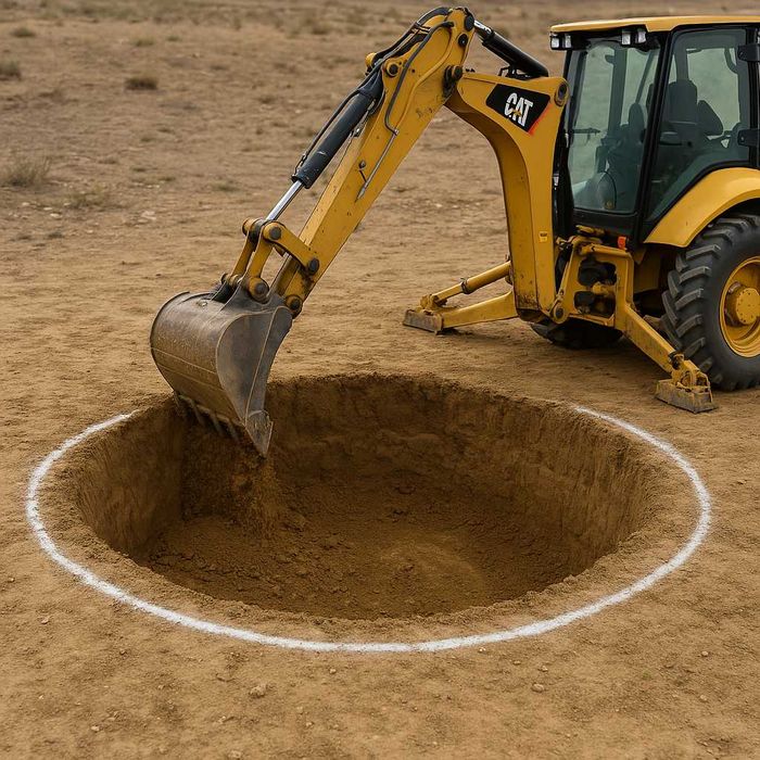 Копка траншеи, септика, фундамента | CAT 428F2 | Тараз