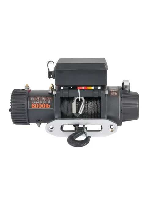 Troliu electric auto EMD Winch 6000lbs (2722kg), 12V, cablu sintetic, 15m, raport 173:1
