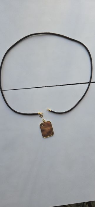 Lant barbat piele cu pandant din aur cu diamante