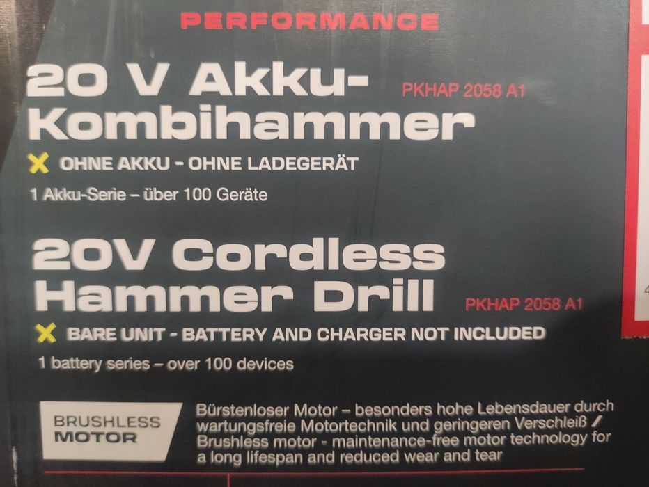 Rotopercutor 5,8 Jouli Parkside Performance pe acumulator de 20 V