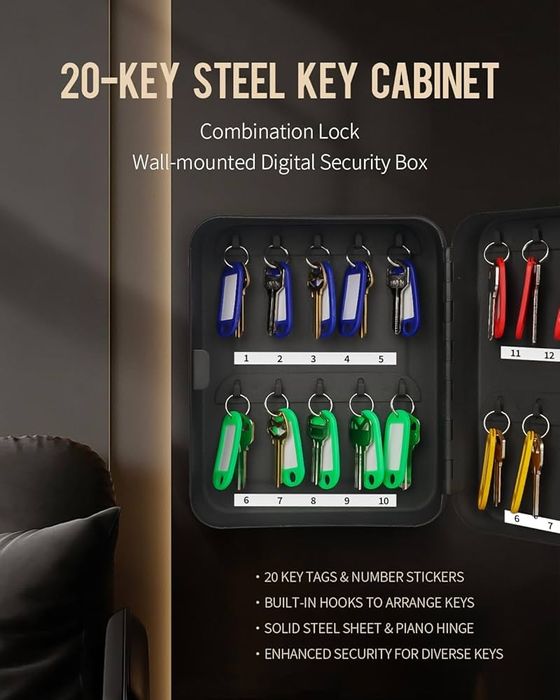 Метална кутия за ключове с код – 20 позиции