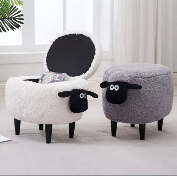 Дизайнерский пуфик-овечка с местом для хранения и высокой нагрузкой