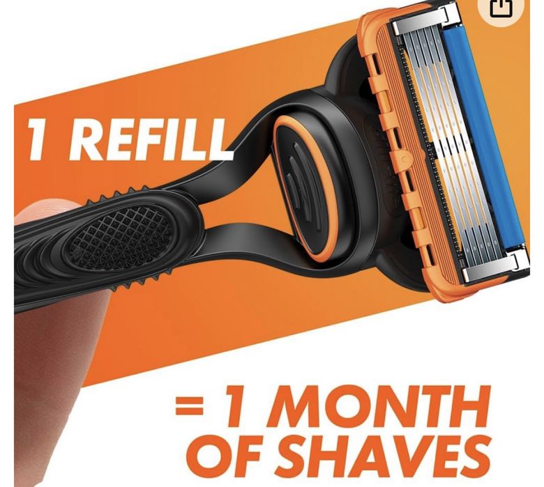 Gillette Fusions комплект 10 бр бръсначка +10бр  ножчета внос Англия!