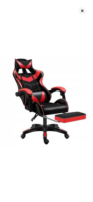 Геймърски стол CERLO с масаж, въртящ се, червен.