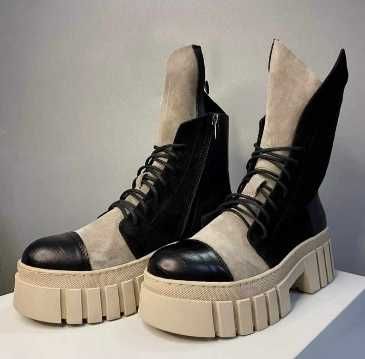 боти на платформа, 38 номер, естествена кожа, на Пещера стил