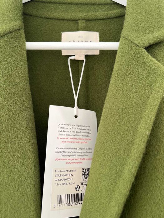 Sezane, Mederick Coat, Garden Green, размер 36