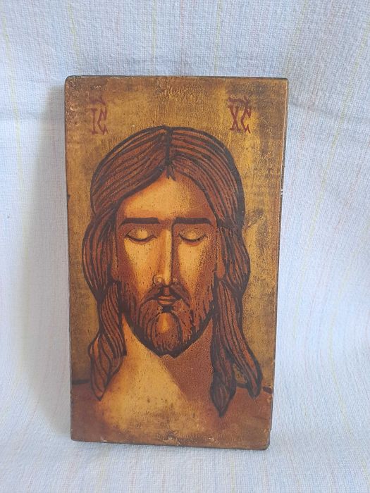 icoana veche pictata pe lemn 14/25 cm