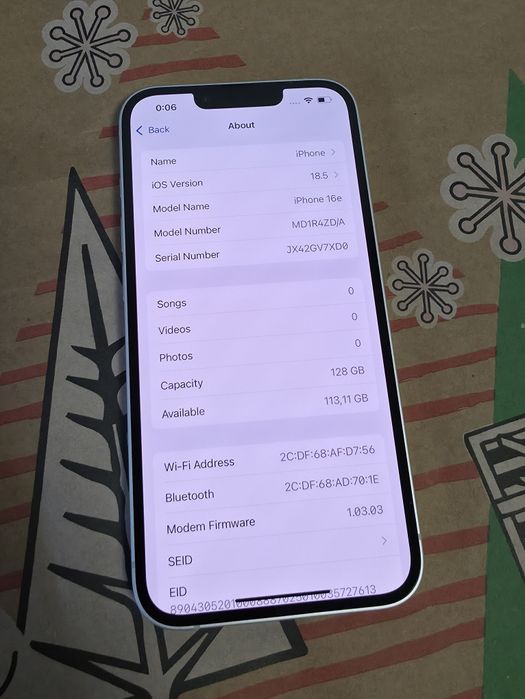 ЧИСТО НОВ 128GB iPhone 16e | 16 e A1 Гаранция 2027г. White | Бял