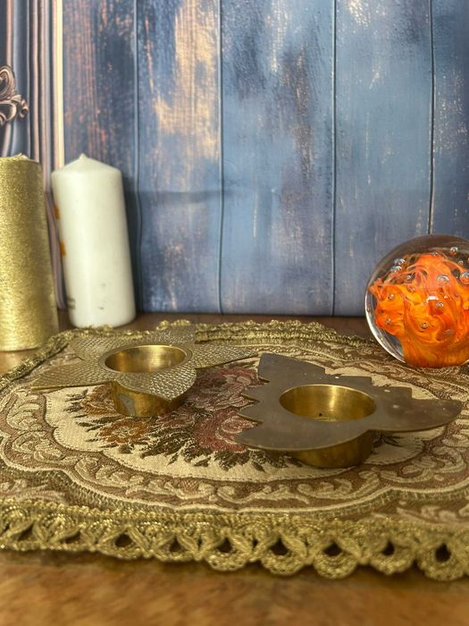 DN874 Set de 2 decoratiuni steluta si bradut sfesnic alama 12cm d 274g