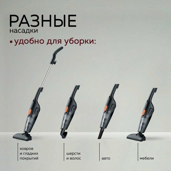Пылесос вертикальный для дома Deerma DX115C, 1,2 л, проводной, сетевой