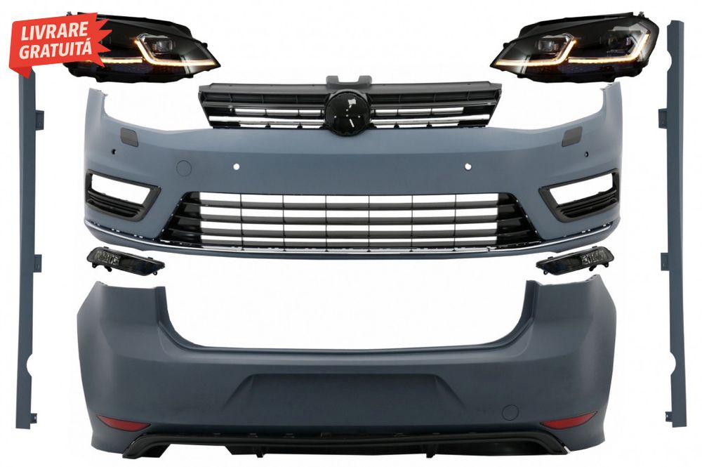 Kit Exterior Complet VW Golf VII 7 (2012-2017) cu Faruri LED Semnal Di