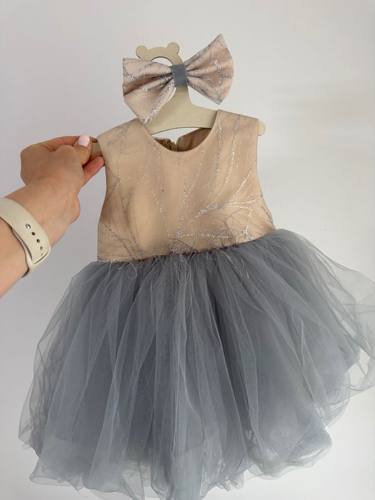 Бебешка рокля, панделка за коса и ръкави