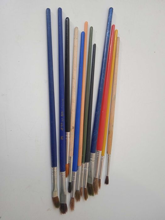 12 броя четки за рисуване с различна големина и плътност на косъма