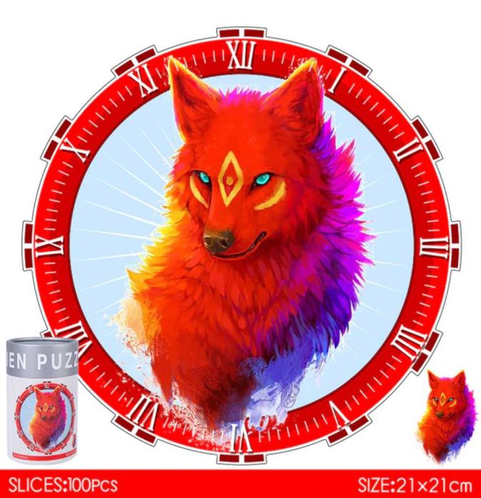 Лисица | Дървен пъзел часовник с части на животни / 9 модела