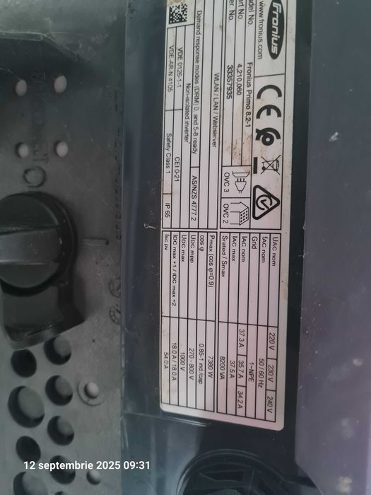 Invertor Fronius Primo 8.2-1 , WLAN/LAN/Web server