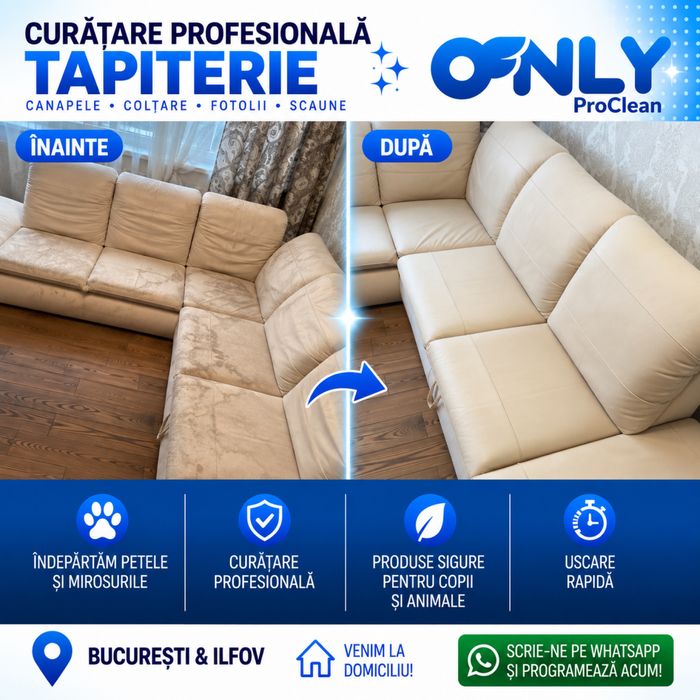 Curățare canapele, saltele, fotolii, scaune și tapițerii – București, Ilfov