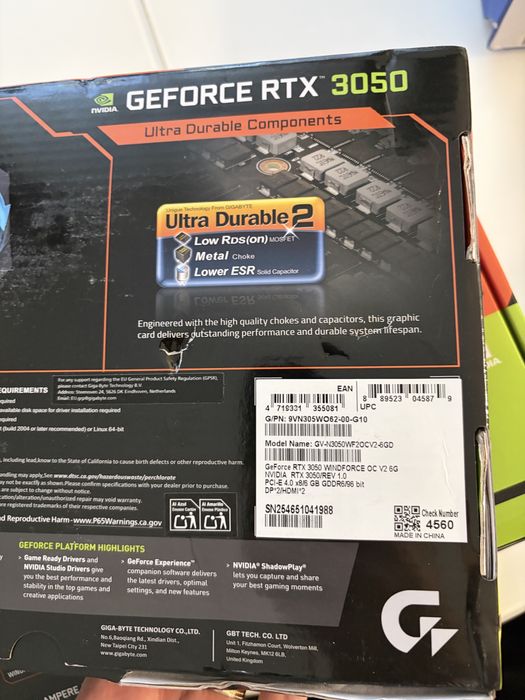 Placa video gddr6 6gb rtx 3050 windforce gigabyte v2