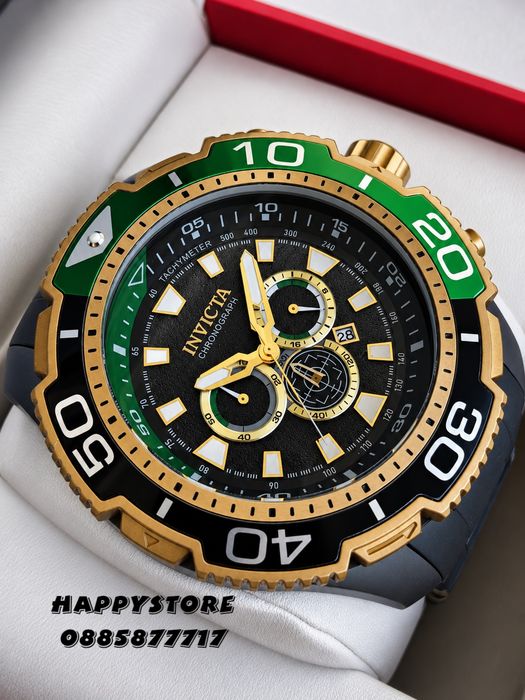 INVICTA Commandor Titanium green/gold 71 mm, Инвикта нов мъжки часовник
